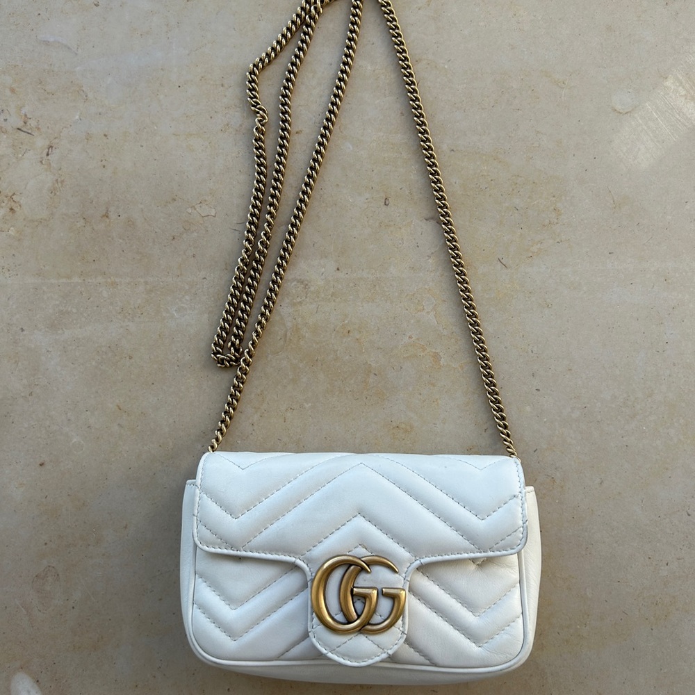 RELISTED: Authentic GG Marmont super mini bag, used, off white